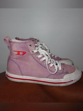 Diesel Pink High-Top Canvas Sneakers